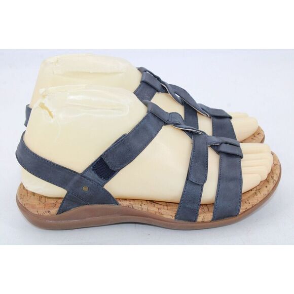 Abeo Women's Bea Braid US 6p Leather Navy Strappy Flats Sandals Shoes - Picture 6 of 11